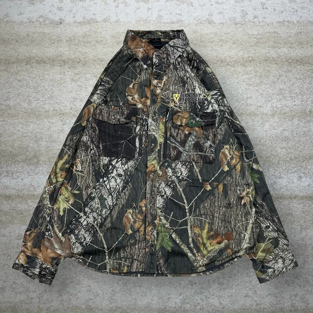 Vintage 90s Realtree Button Up Shirt Mens 2XL Hunting Camo Long Sleeve Woodland